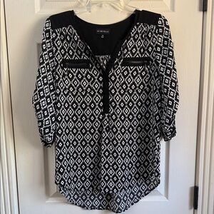 My Michelle Geometric Black and White Blouse